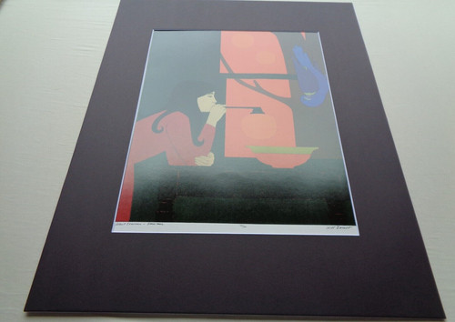 Will Barnet Art Print Silent Seasons Girl Woman Lady at Table Window Blue Bird