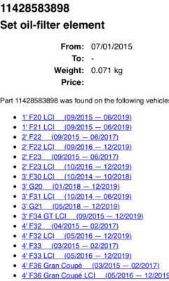 BMW OIL FILTER PN 11428583898 OEM | eBay 