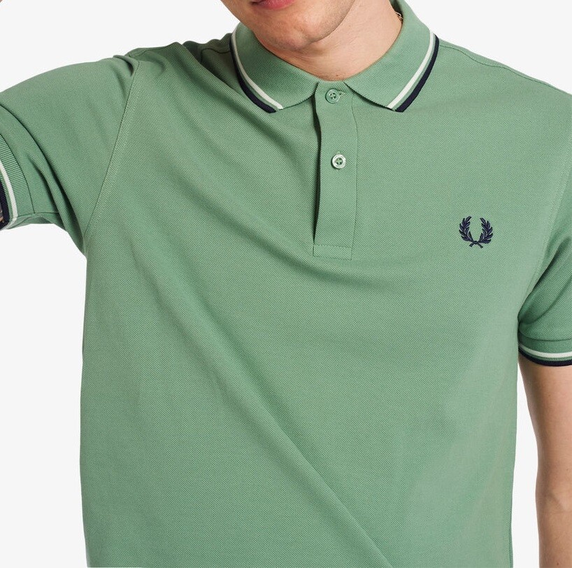 Fred Perry Twin Tipped Polo Shirt M3600 E36 Pistachio New With