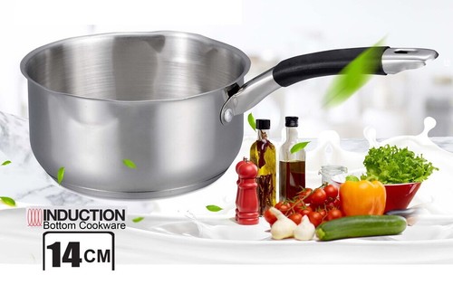 Induction Milk Pan Stainless Steel With 2 Double Pouring Lips Soft Handle Sauce - Picture 6 of 24