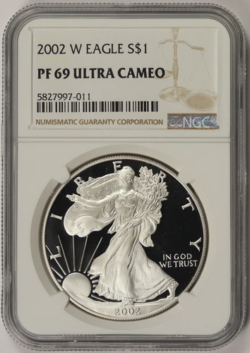 2002-W American Silver Eagle $1 Proof PF 69 Ultra Cameo NGC