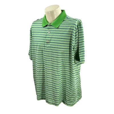 Bobby Jones Men's Short Sleeve 100% Cotton Green Stripe Golf Polo Shirt XL