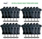20 Pack - Male Torso Dress Body Form Mannequin + 20 Stands Black Men Display
