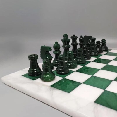  Marble Chess Board with Stone Chess Set Pieces, Queen's Gambit Chess Set