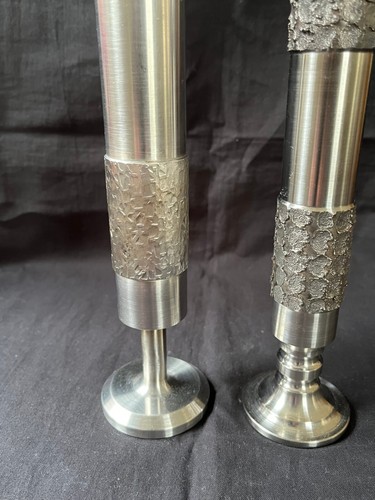 lot (2) vase sculptural brutaliste acier années 70 Allemagne vase acier fait main - Photo 3 sur 7