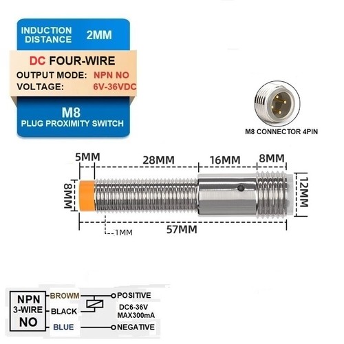 8MM 4-Pin Connector10V30V Proximity Awitch Aensor Aviation Plug Induction Switch - Picture 21 of 34