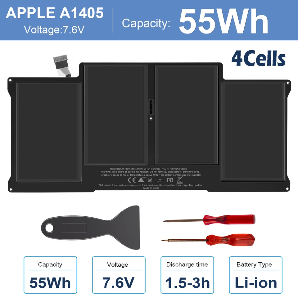 🧡LOT A1405 A1466 A1369 电池 适用于 Apple MacBook Air 13' A1377 A1496 2013-2017 — 第 4/4 张图片