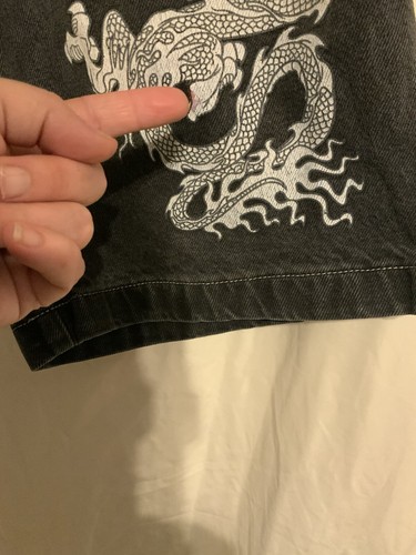 JNCO kids boys size 8 black jean shorts rare dragon print distressed kid core - Picture 4 of 6