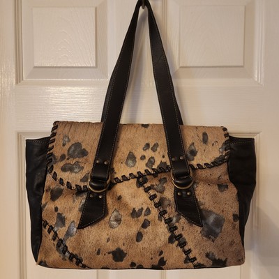 Roberta Gandolfi Italian Pony Hair Fur Leather Animal Print Shoulder  Handbag Bag