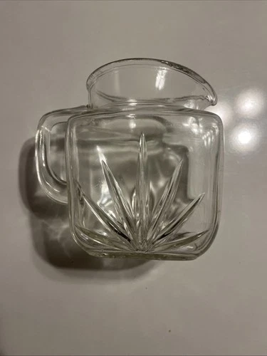 Vintage 1950's Federal Clear Glass Juice Pitcher Atomic Sunrise Star Bottom 32oz