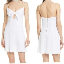 Alice + Olivia White Roe Tie Front Textured Mini Flare Slip Dress Size 12 NEW