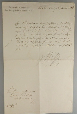Autograph Botho von Hülsen an Opernsänger Franz Krolop 1886 (148399)
