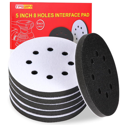 #ad 6pc 5quot; 8 Holes Interface Pads Orbital Sander Sanding Foam Pad Hook Loop Buffer $9.99
