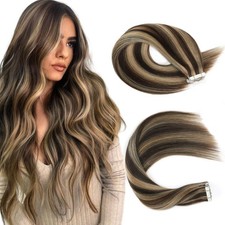 Sassina Natural Tape in Human Hair Extensions 16 Inch Light Chocolate Brown to S