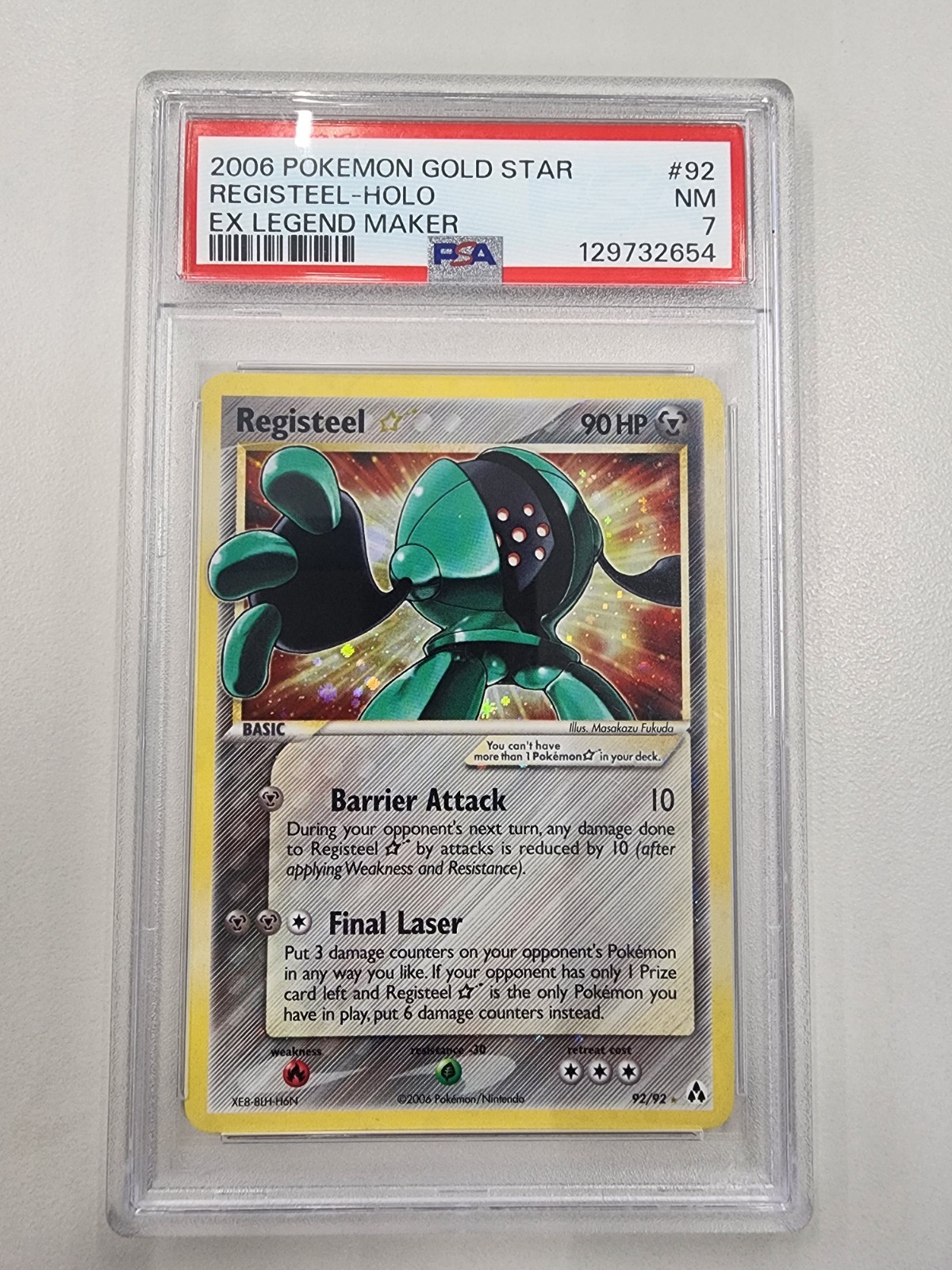 2006 POKEMON EX LEGEND MAKER GOLD STAR #92 REGISTEEL-HOLO PSA 7