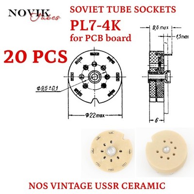 7 Pin PCB Board Mount Ceramic  Sockets Soviet Vintage Silver Plated Pins 20pcs
