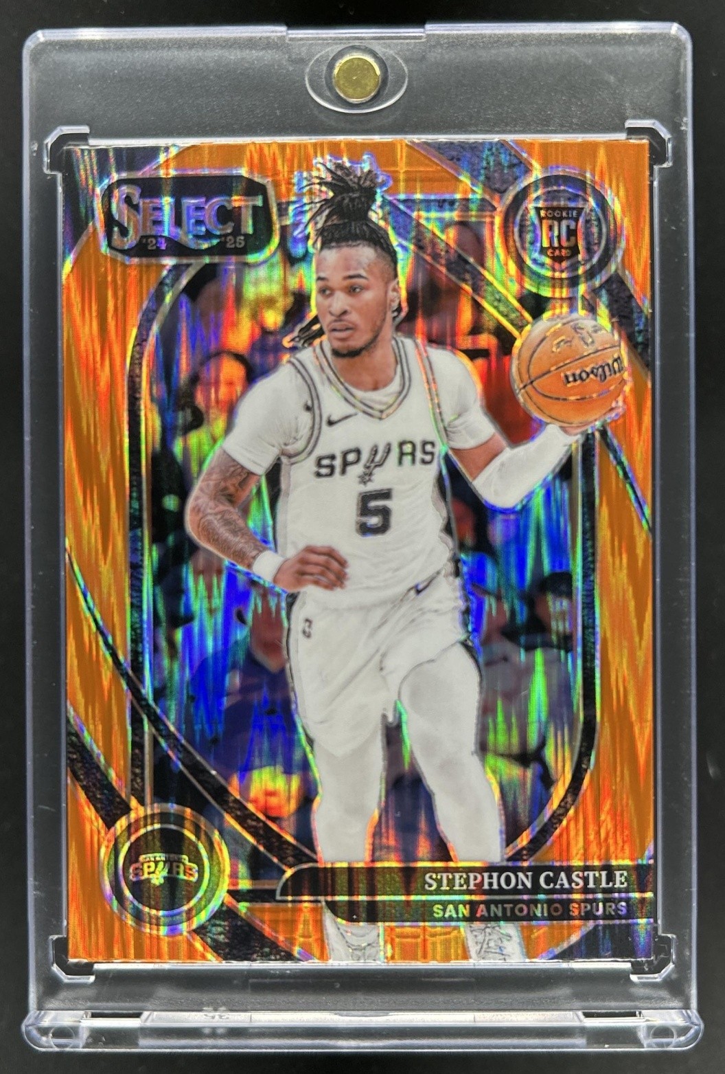 2024-25 Panini Select Stephon Castle Courtside RC Orange Flash Prizm #292 Spurs