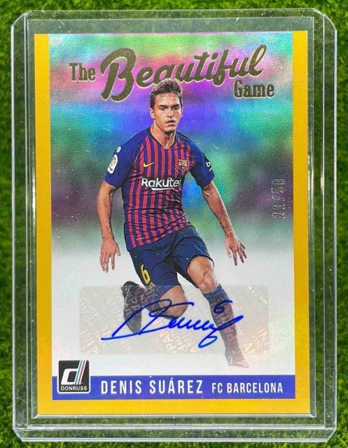 2018 Panini Donruss Denis Suarez The Beautiful Game Auto Gold 21/50 Barcelona