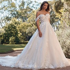 Boho Appliques Off Shoulder Wedding Dresses Vestidos Princess Wedding Gowns