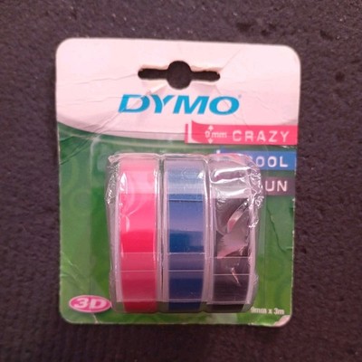 Dymo 3D Klebeband - 1 Packung mit 3 Klebebändern Neu Schwarz Blau und Rot 9 mm x 3 m