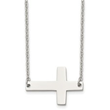 Sterling Silver Sideways Cross Necklace Minimalist Horizontal Pendant for Women