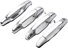 Exterior Door Handle Set Front Rear Left Right Compatible With GMC Chevy Chrome
