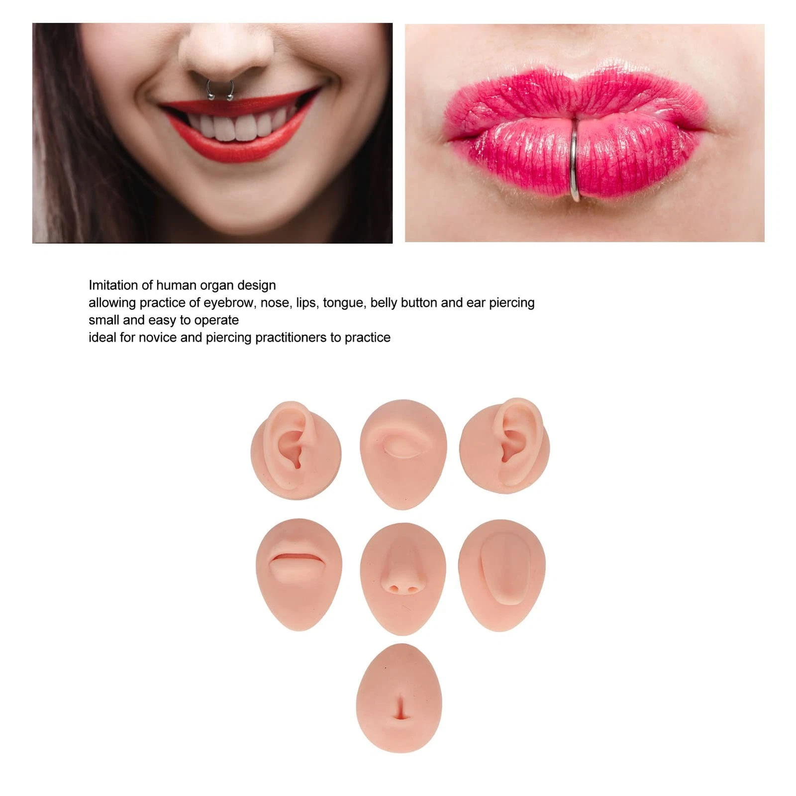 Fayelume 7PCS Piercing Practice Model Kit, Silicone Body Part Model For - product detail image 3
