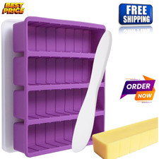 Silicone Butter Molds with Lid  Spatulas - Large Cavity, Non-Stick Homemade But