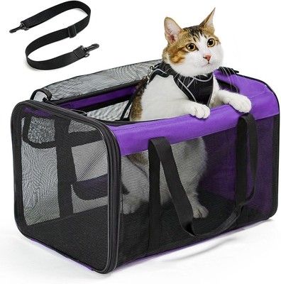 Conlun Katzen-Transportbox, Katzentransporttasche mit 4-seitigem Netz, bis 6 Kg