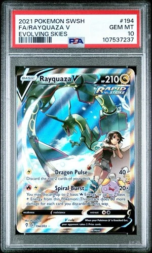 Rayquaza V (Alternate Full Art) 194/203 SWSH07: Evolving Skies GEM MT PSA 10