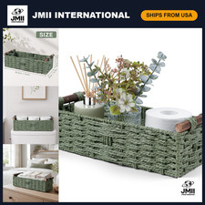 Round Wicker Storage Baskets with Handles - Decorative Organizing Bins for Home,