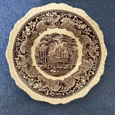 9.25" Vintage Mason's VISTA England Brown Round Serving Bowl 