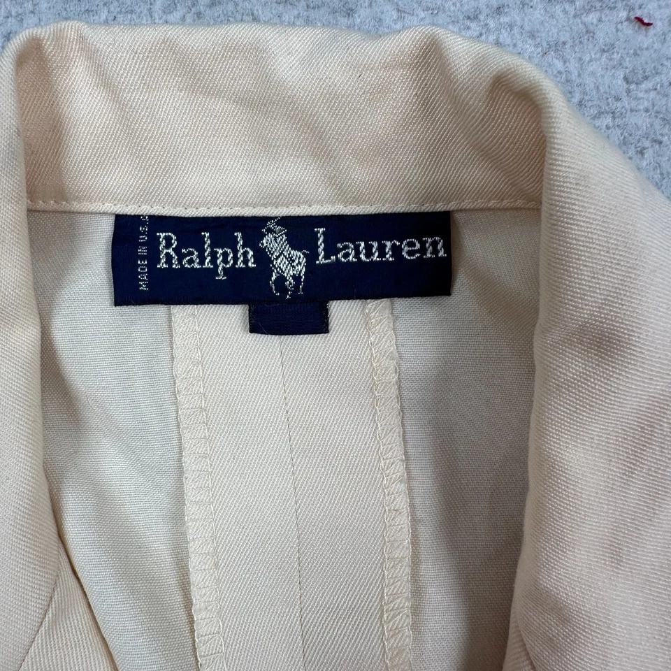 Vestido Vaina De Lana Ralph Lauren De Colección Para Mujer 8 Doble Pecho Preppy Crema Años 80 90 Foto 3 de 4