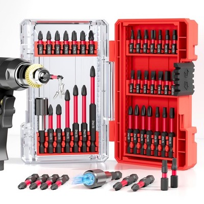 35Pcs Screwdriver Bits Set S2 Steel Impact Kit With One Size, Red