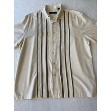 Nat Nast Luxury Originals Mens 100 Silk Shirt XL Stripe Vacation Bowling Shirt