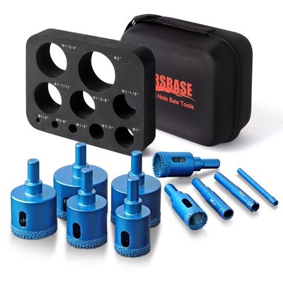 Kit De Brocas Diamantadas 10 Piezas Con Guia EVA Para Marmol Y Granito