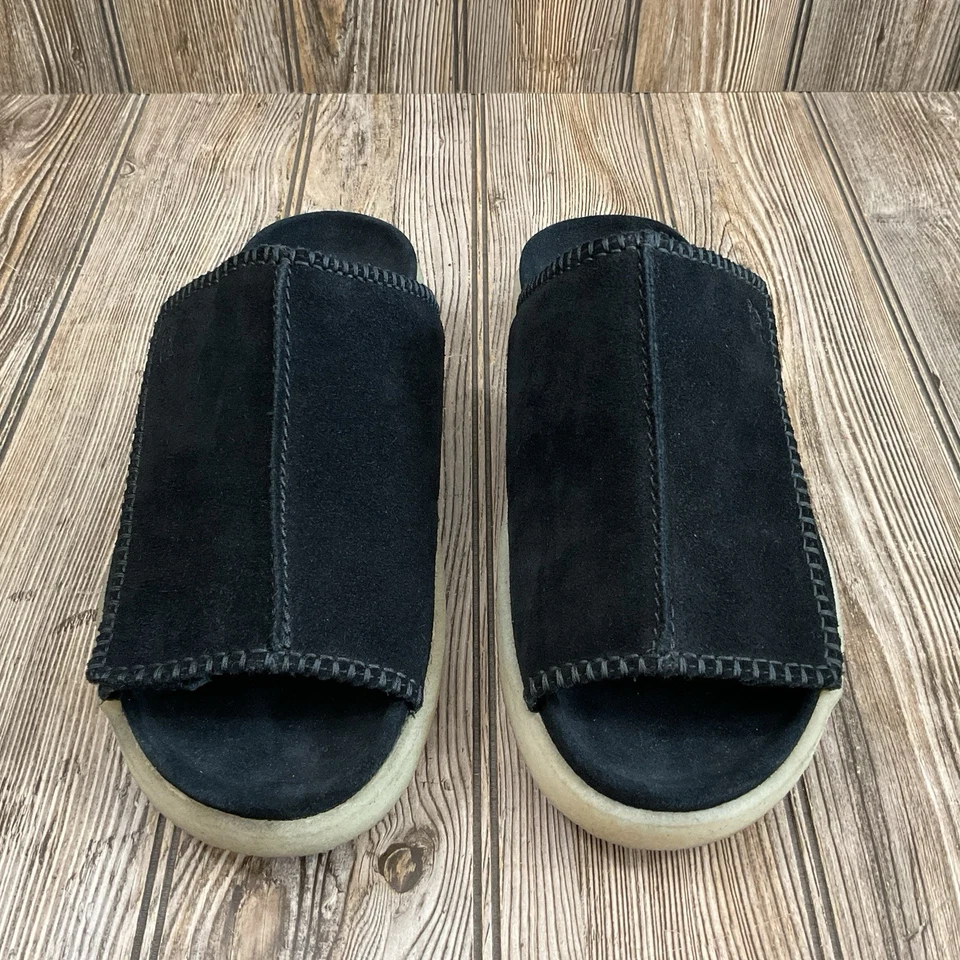 Sandalias Clarks Originals Para Hombre Gamuza Negra Sobreleigh Slide. Slip On Talla 12 NUEVO Foto 2 de 4