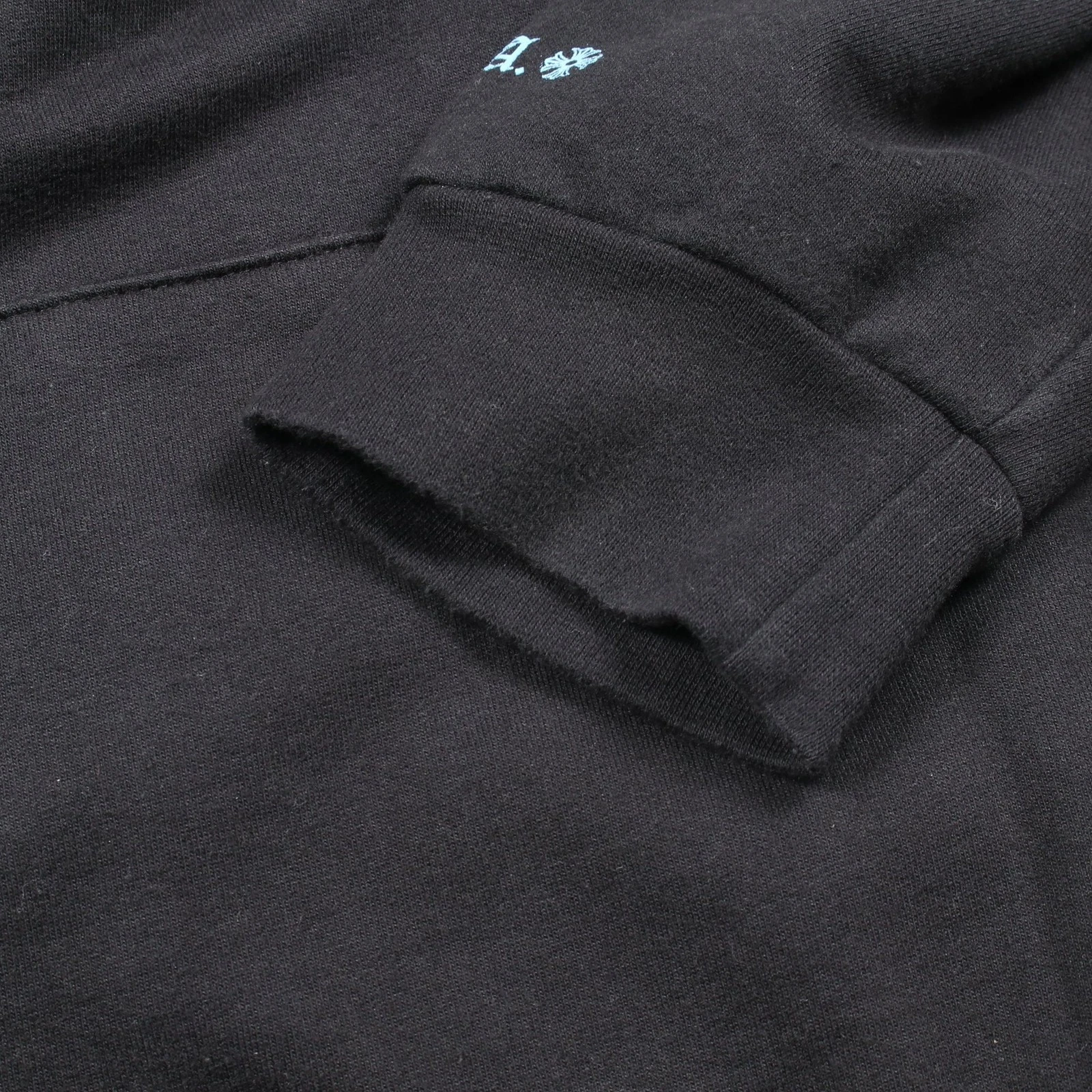 CHROME HEARTS 【Tops】Cuori Cromati Ferro di Cavallo Stampa Schiena Pullover Felpa con Cappuccio Cotone Nero Online