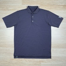 Turtleson Polo Shirt Men Large L Purple Black Striped Performance Golf Stretch