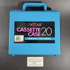VTG CLIK CASE PLASTIC CASSETTE STORAGE TEAL CARRYING CASE 20 TAPES SNAP CLOSURE