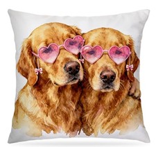 Golden Retriever Valentines Pillow Covers 18x18, Golden Retriever Gifts for