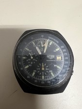 VINTAGE HEUER LEMANIA 5100 BLACK PVD WATCH CHRONOGRAPH FOR REPAIR