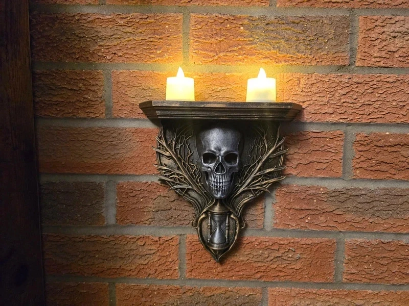 Stunning Gothic Skull Time Wall Shelf wall decor