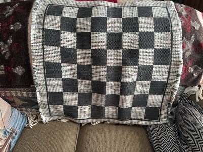 Unbranded cotton woven approx. 28'' square checkerboard rug game mat