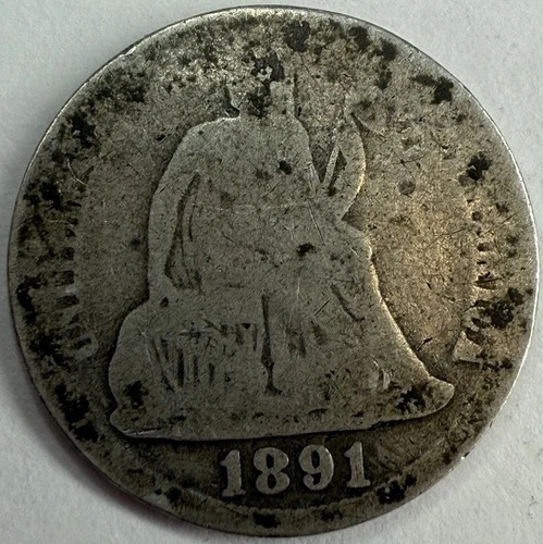 1891 Seated Liberty Dime Exact Coin Imaged #SL338