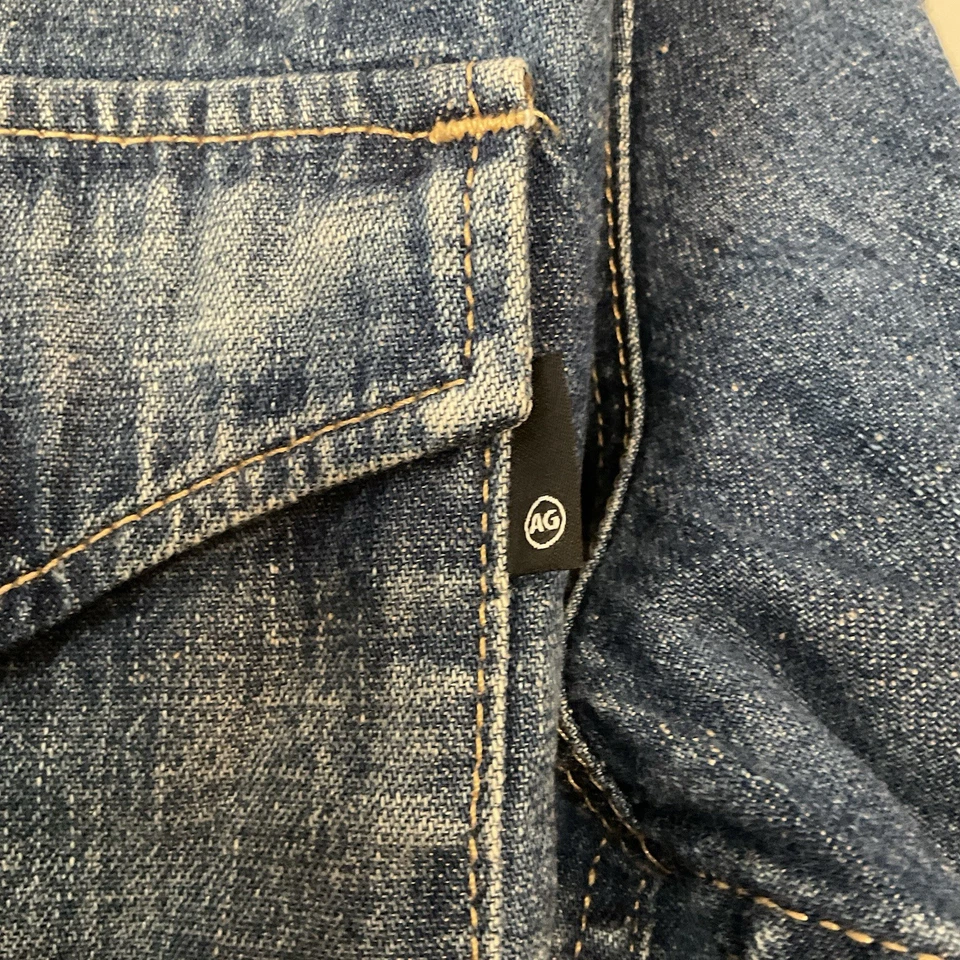 NEW AG Adriano Goldschmied Aiden Western Shirt Blue Denim Pearl Snap Men’s M - Image 4 of 4