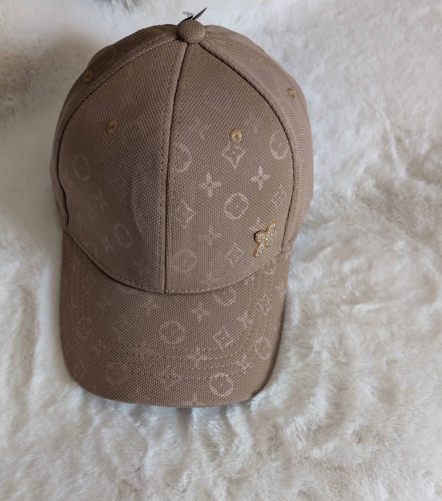women's summer hat, one size, adjustable, with zirconia badge