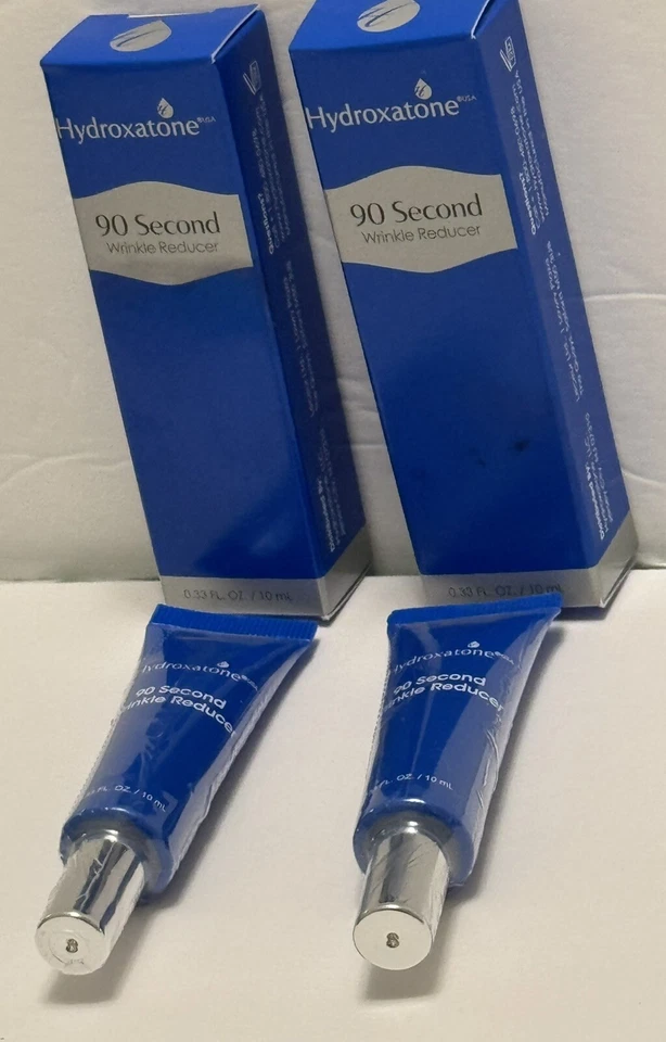 Lote de (2) reductor de arrugas Hydroxatone 90 segundos 0,33 fl. Tubos de oz hechos en EE. UU. Foto 3 de 4