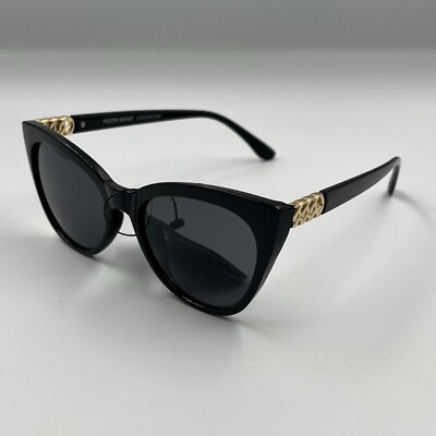 NEW Women's Sunglasses Foster Grant Glossy Black Plastic Ladies Trend 100% UV