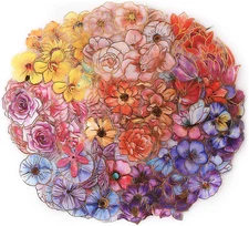 Golden Floral Watercolor Transparent Stickers for Bullet Journal, 240 Pieces, Sm